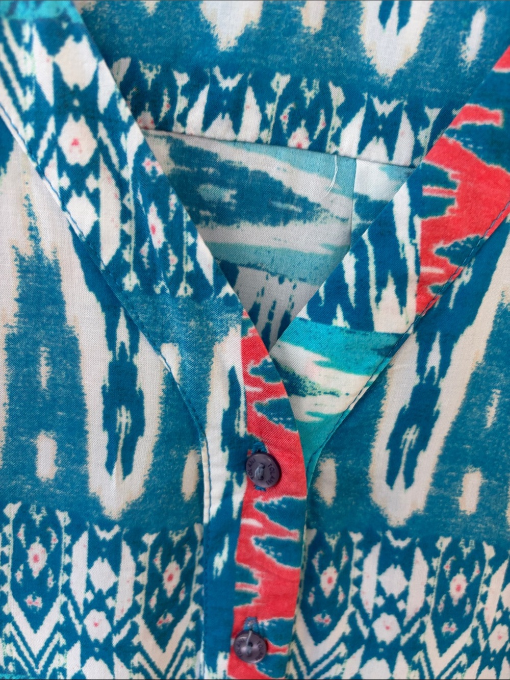 Tolani Turquoise Blue & Coral Patterned Midi Dress - Picture 4 of 12